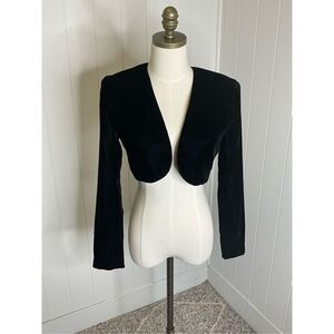 Vintage Scott Mclintlock Women's Small Black Cropped Velvet Jacket Coat USA